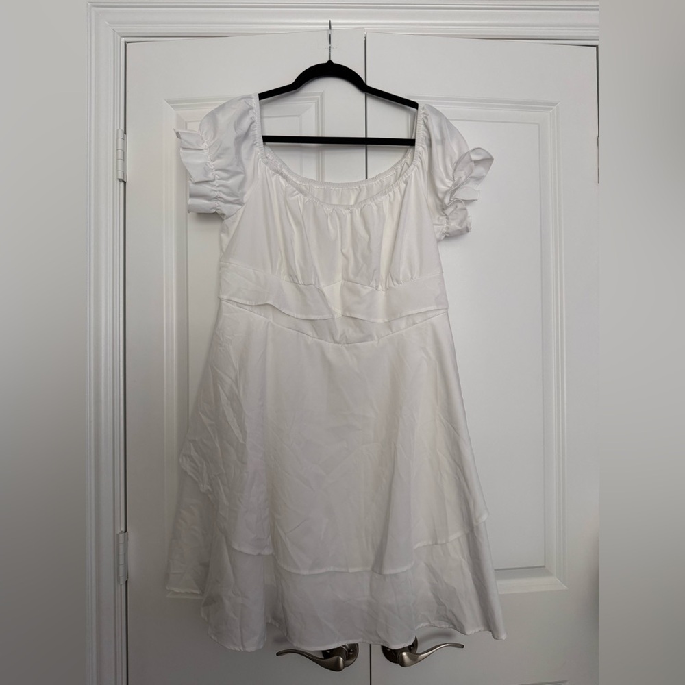 White Puff Sleeve Dress